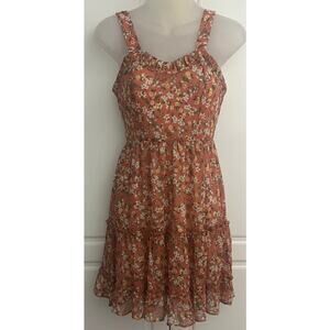 Altar'd State Rust Floral Sleeveless Dress Tiered Ruffle Size XS  NWT